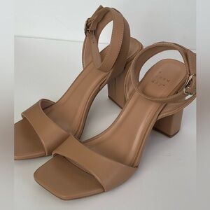 A New Day Women's Beige Block Heel Sandals